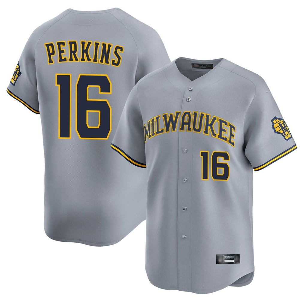 Milwaukee Brewers #16 Blake Perkins Player Gray Tomch Home Limited Stitched Jerseys