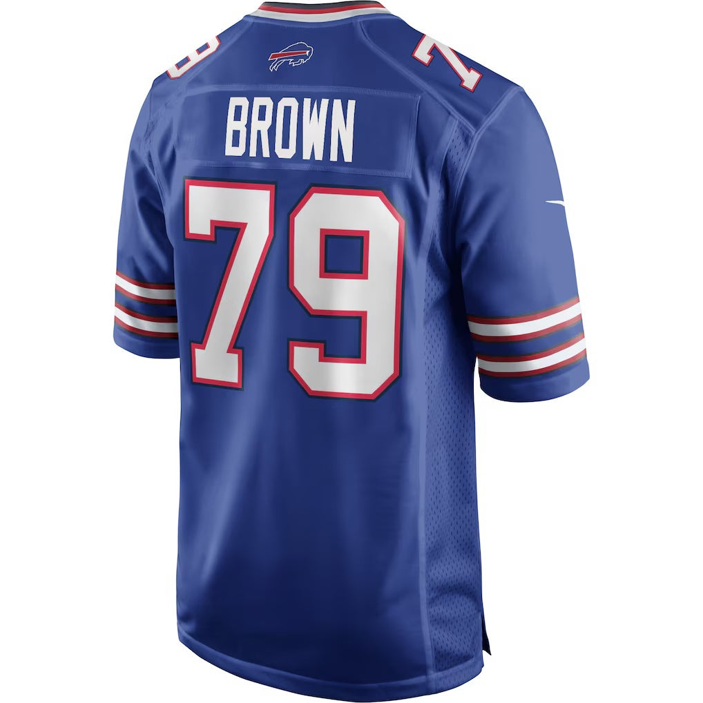 B.Bills #79 Ruben Brown Royal Tomch Game Retired Player Jersey