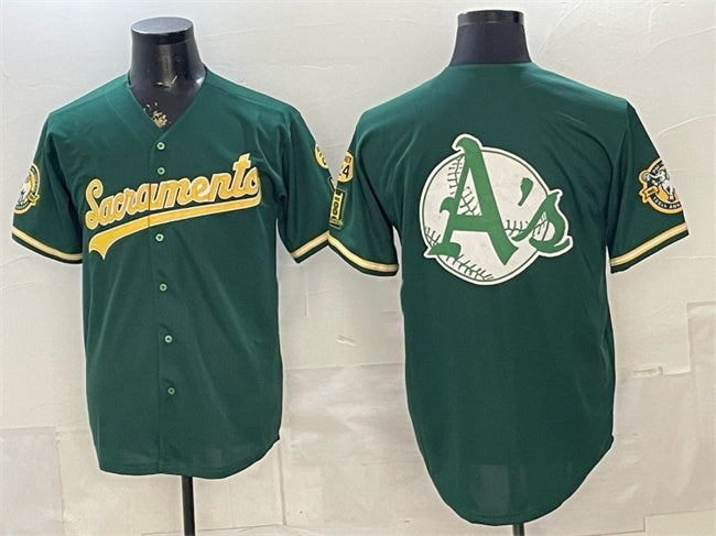 Oakland Athletics Team Big Logo 2026 Green Tomch Alternate Sacramento Celebrating 125 Years Vapor Limited Stitched Jerseys