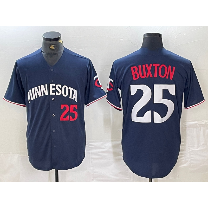 Minnesota Twins #25 Byron Buxton Number 2023 Navy Blue Tomch Cool Base Stitched Jersey 2