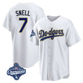 Los Angeles Dodgers #7 Blake Snell Player Gold White Tomch World Series Meet Home Game Stitched Jerseys