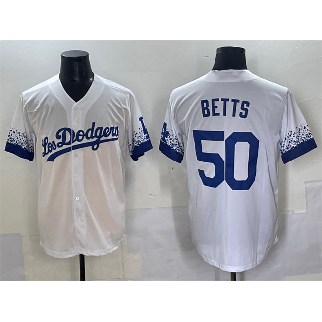 Los Angeles Dodgers #50 Mookie Betts White Thaam City Connect Cool Base Stitched Jersey