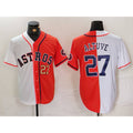 Houston Astros #27 Jose Altuve White Orange Thaam Blue Number Split Stitched Jerseys
