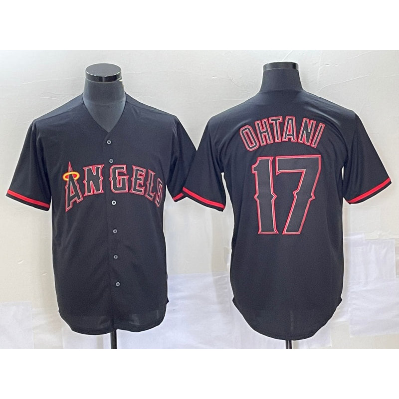 Los Angeles Angels #17 Shohei Ohtani Lights Out Black Tomch Fashion Cool base Jersey