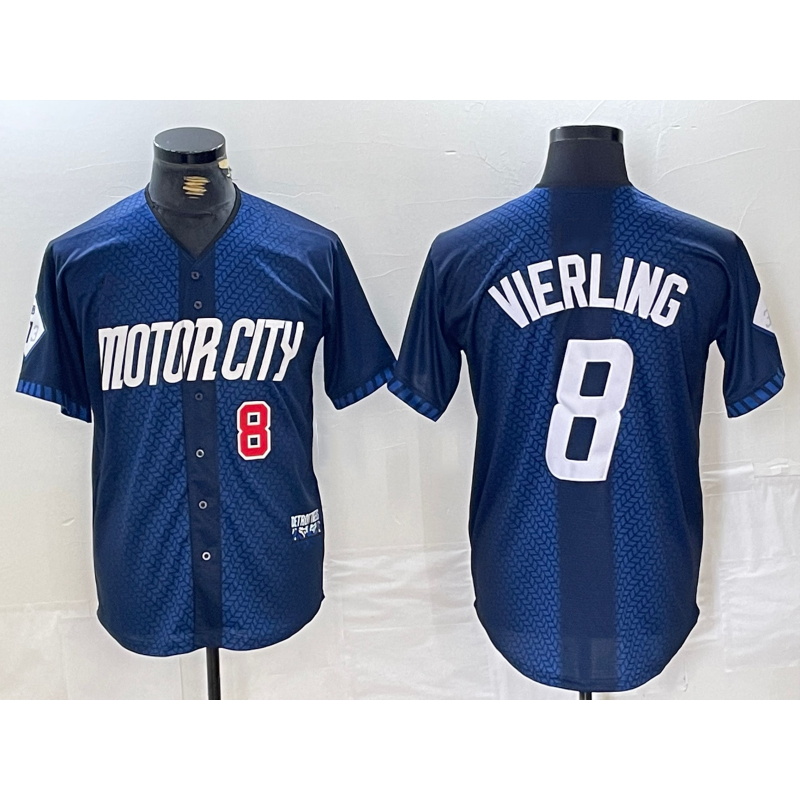 Detroit Tigers #8 Matt Vierling Number Navy Tomch 2024 City Connect Cool Base Limited Stitched Jersey
