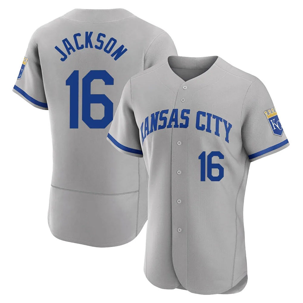 Kansas City Royals #16 Bo Jackson Player Gray Tomch Limited Elite Home Game Stitched Jerseys