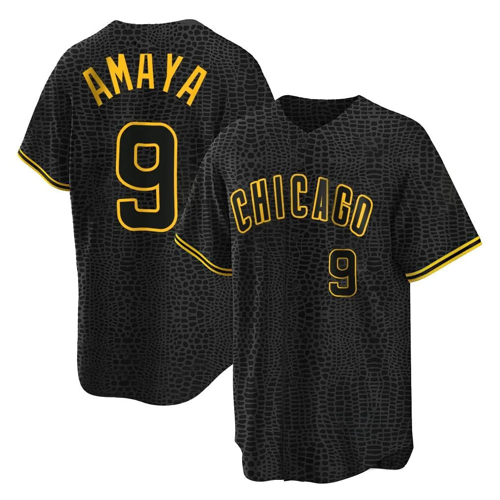 Chicago Cubs #9 Miguel Amaya Player Black Tomch Snake Skin City Game Stitched Jerseys