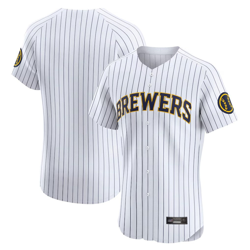 Milwaukee Brewers Blank Player White Tomch Stripes Home Limited Elite Stitched Jerseys
