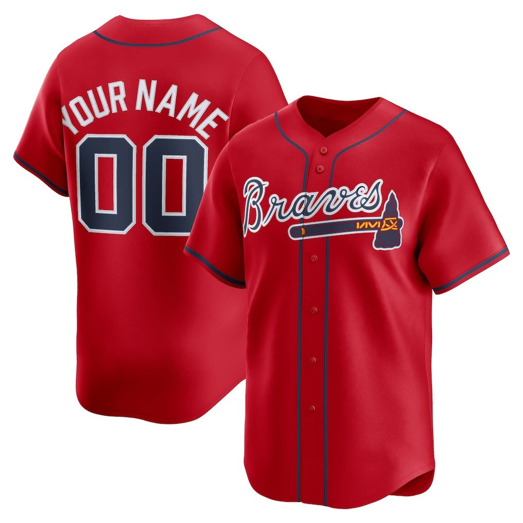Custom Atlanta Braves Red Tomch Alternate Limited Jersey
