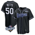 Los Angeles Dodgers #50 Mookie Betts Player Black Tomch World Series Carbon Limited Home Stitched Jerseys