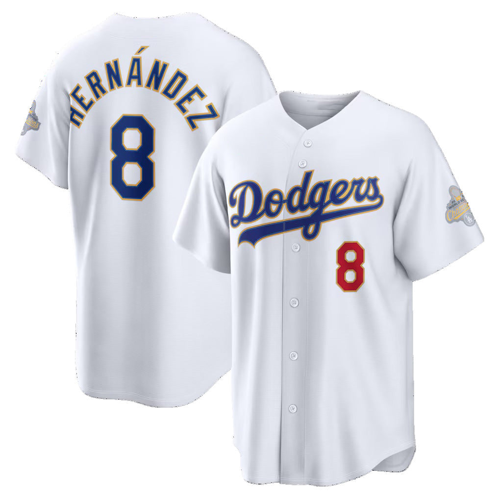 Los Angeles Dodgers #8 Enrique Hernandez White Tomch 2026 Gold Collection Stadium Jersey