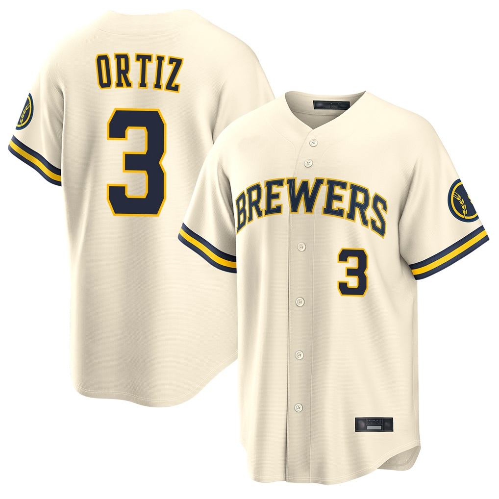 Milwaukee Brewers #3 Joey Ortiz Player Cream Tomch Home Limited Stitched Jerseys