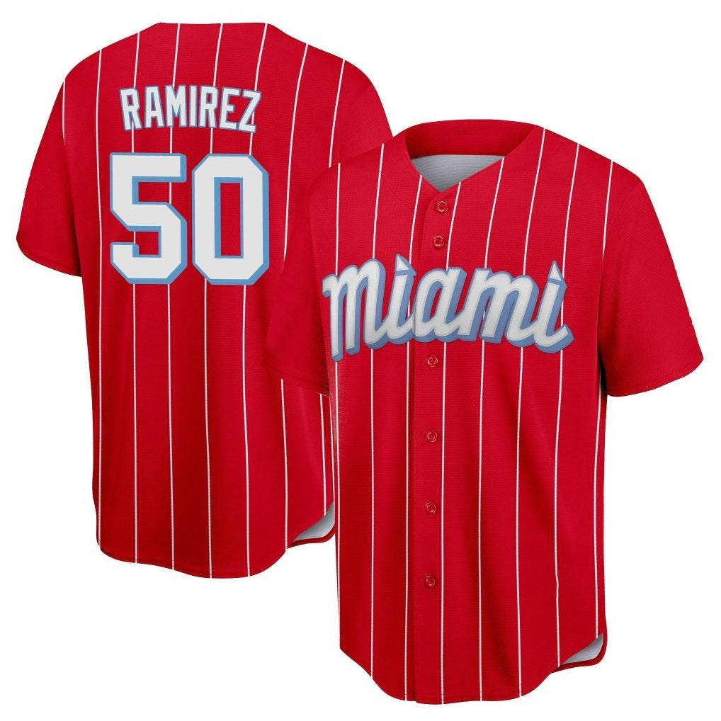 Miami Marlins #50 Agustin Ramirez Player Red Tomch City Connect Home Game Stitched Jerseys