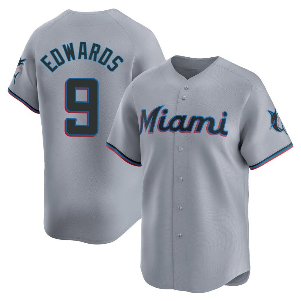 Miami Marlins #9 Xavier Edwards Player Gray Tomch Home Limited Stitched Jerseys