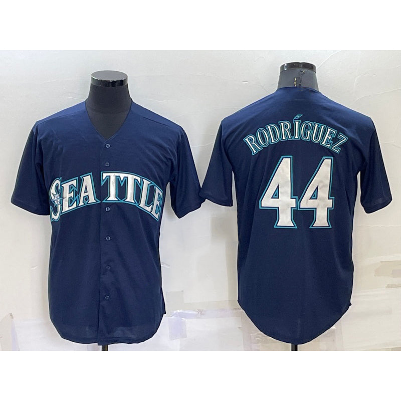 Seattle Mariners #44 Julio Rodriguez Navy Blue Tomch Stitched Cool Base Jersey