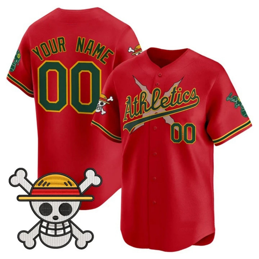Custom Oakland Athletics x One Piece Red Tomch Vapor Premier Limited Jersey - Stitched