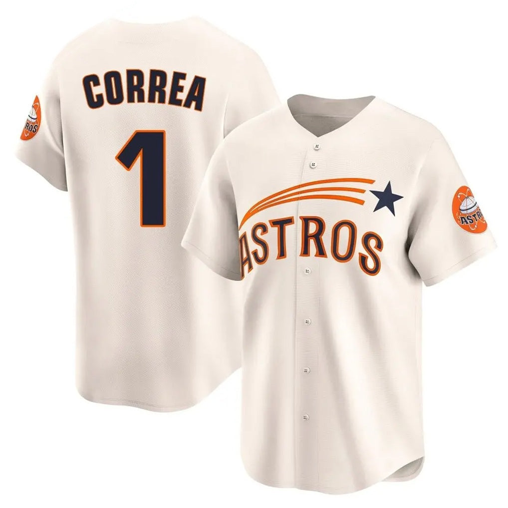 Houston Astros #1 Carlos Correa Player Cream Tomch Throwback Cooperstown Collection Limited Stitched Jerseys