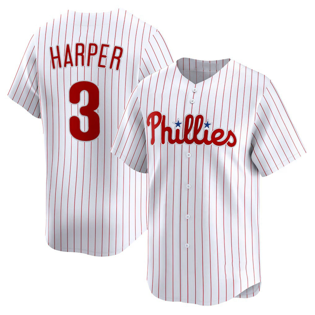 Philadelphia Phillies #3 Bryce Harper White Tomch Home Limited Player Jersey