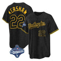 Los Angeles Dodgers #22 Clayton Kershaw Player Black Tomch World Series Meet Snake Skin City Game Home Stitched Jerseys