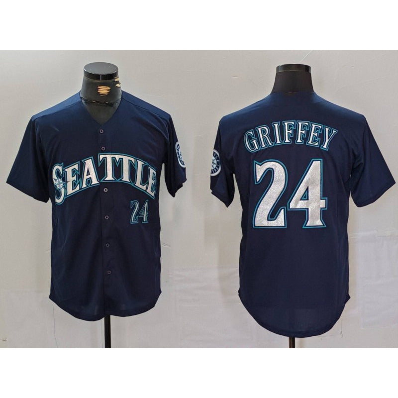 Seattle Mariners #24 Ken Griffey Jr Navy Tomch Cool Base Stitched Jersey