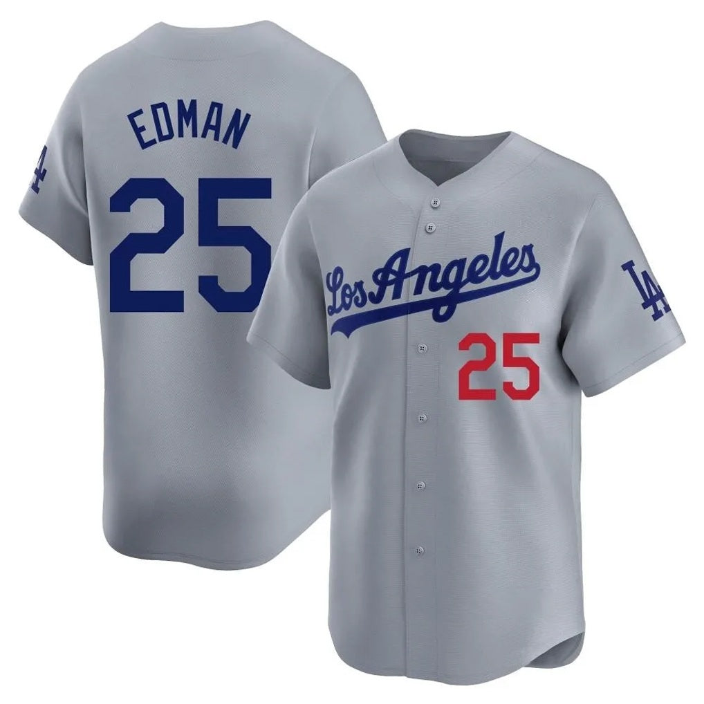 Los Angeles Dodgers #25 Tommy Edman Player Gray Tomch Limited Home Stitched Jerseys