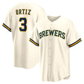 Milwaukee Brewers #3 Joey Ortiz White Tomch Home Replica Jersey