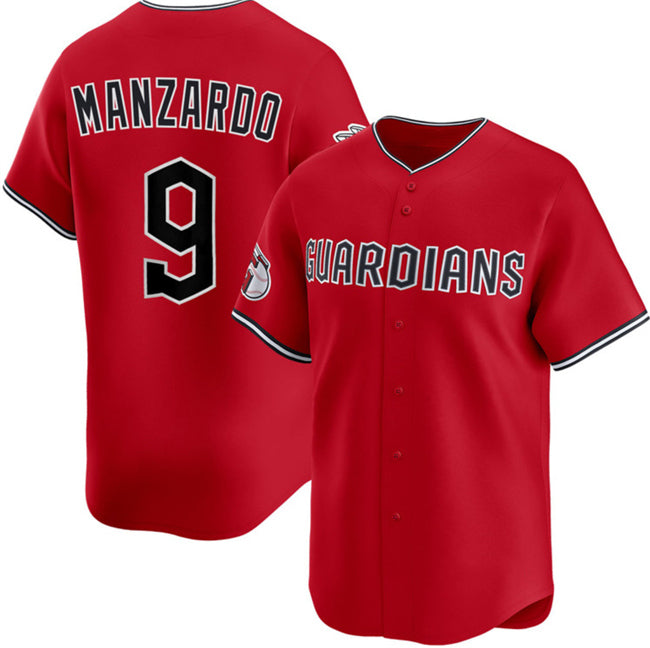Cleveland Guardians #9 Kyle Manzardo Red Tomch Alternate Limited Stitched Jersey