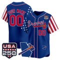 Custom Atlanta Braves America 250 Edition Vapor Premier Limited Royal Tomch Stitched Jerseys