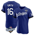 Los Angeles Dodgers #16 Will Smith Player Royal Tomch World Series City Connect Elite Home Stitched Jerseys