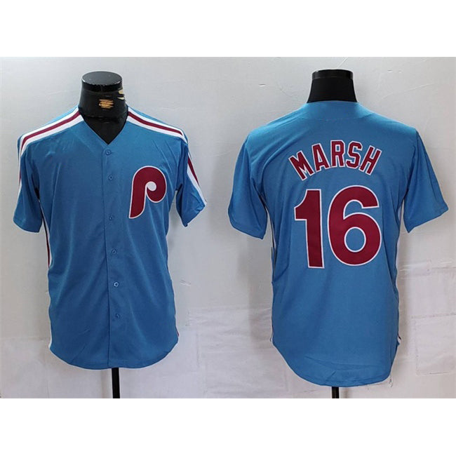 Philadelphia Phillies #16 Brandon Marsh Blue Tomch Cool Base Stitched Jersey