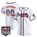 Custom Atlanta Braves White Tomch USA 250 Fourth of July Vapor Premier Limited Jersey ¨C All Stitched
