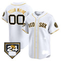 Custom Boston Red Sox 2024 Spring Training Patch Vapor Premier Limited Jersey ¨C White Gold Tomch