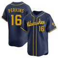 Milwaukee Brewers #16 Blake Perkins Player Navy Tomch Home Limited Stitched Jerseys