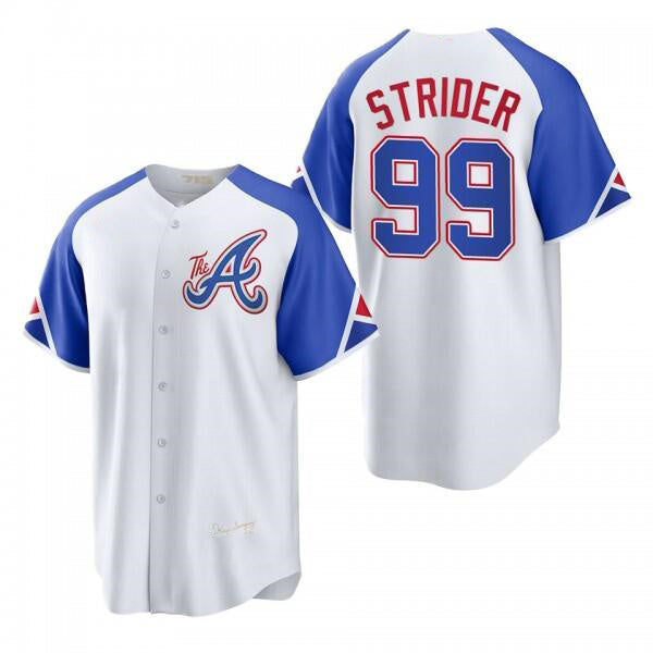 Atlanta Braves #99 Spencer Strider White Tomch 2023 City Connect Cool Base Stitched Jersey