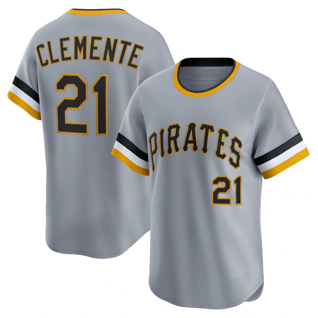 Pittsburgh Pirates #21 Roberto Clemente Gray Tomch Throwback Cooperstown Collection Limited Jersey