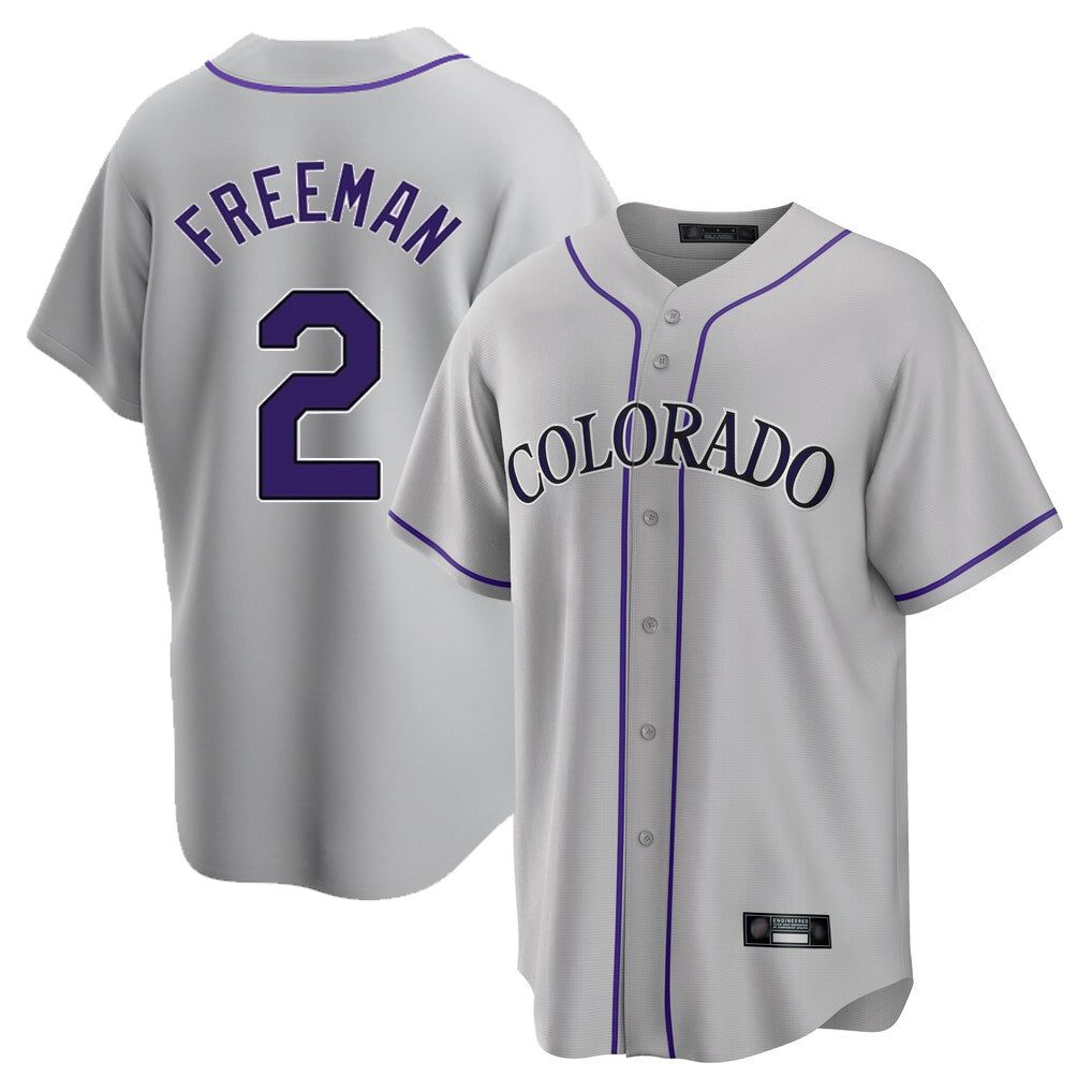 Colorado Rockies #2 Tyler Freeman Player Gray Tomch Game Home Stitched Jerseys
