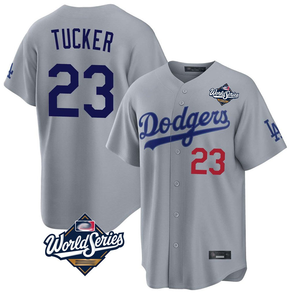 Los Angeles Dodgers #23 Kyle Tucker Player Gray Tomch World Series Game Home Stitched Jerseys