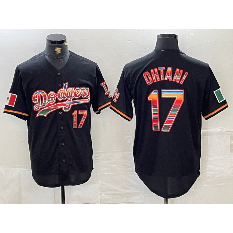 Los Angeles Dodgers #17 Shohei Ohtani Black Thaam Mexico Cool Base Stitched Jersey
