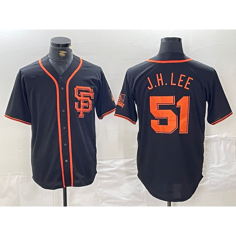 San Francisco Giants #51 Jung Hoo Lee Black Tomch With SF Stitched Cool Base Jersey