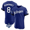 Los Angeles Dodgers #8 Enrique Hern¨¢ndez Player Royal Tomch World Series Meet City Connect Elite Home Stitched Jerseys