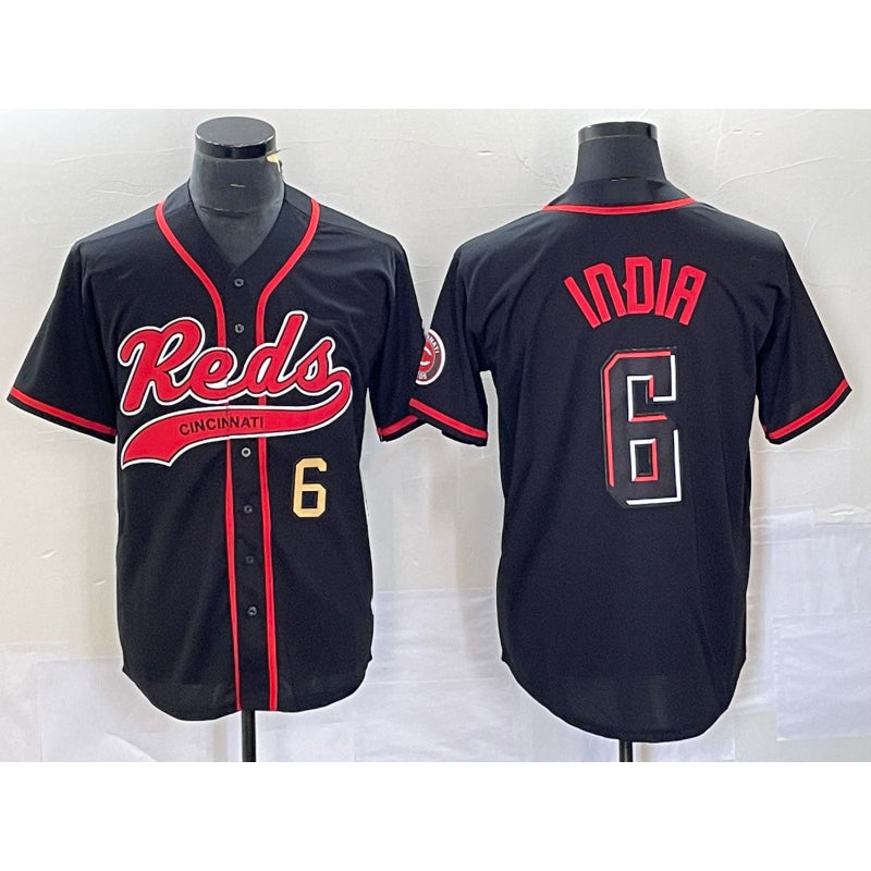 Cincinnati Reds #6 Jonathan India Number Black Tomch 2023 City Connect With Patch Stitched Jersey