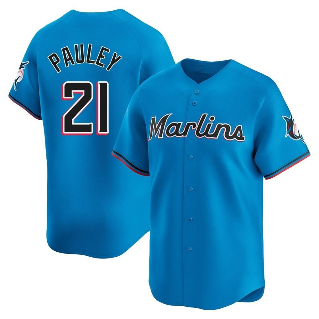 Miami Marlins #21 Graham Pauley Player Blue Tomch Home Limited Stitched Jerseys