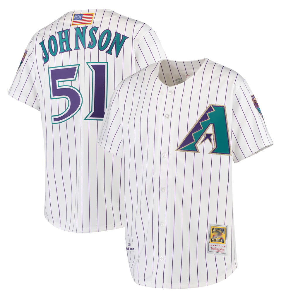 Arizona Diamondbacks #51 Randy Johnson Player White Tomch Mitchell & Ness Limited Home Stitched Jerseys