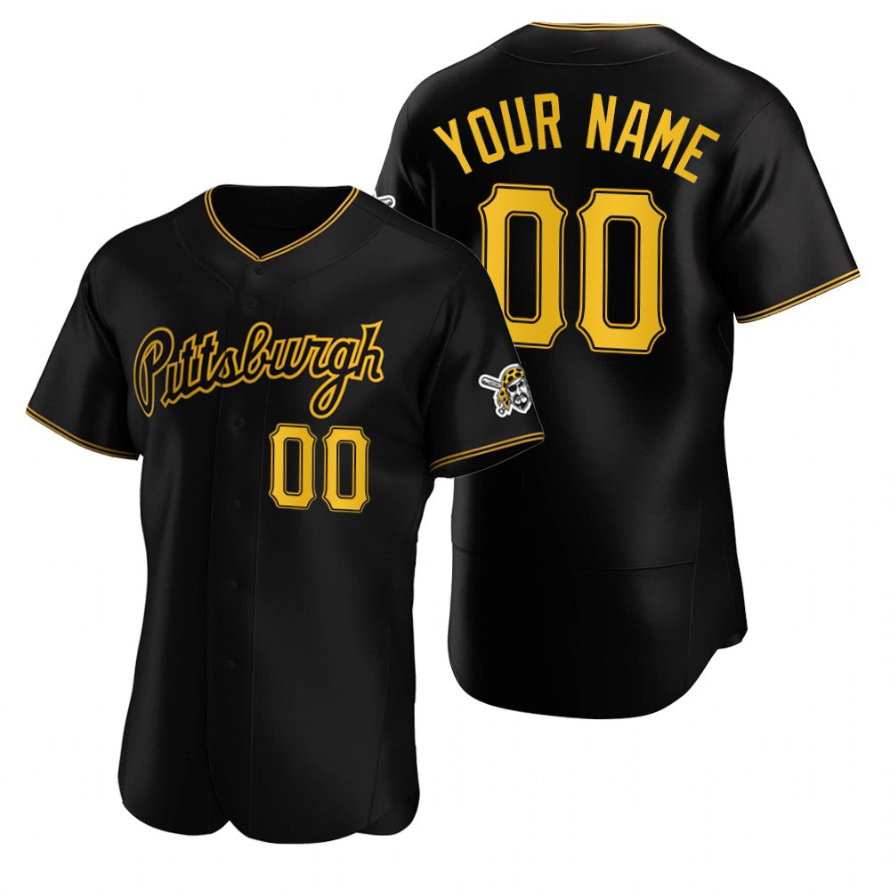 Custom Pittsburgh Pirates Black Tomch Stitched Flex Base Jersey