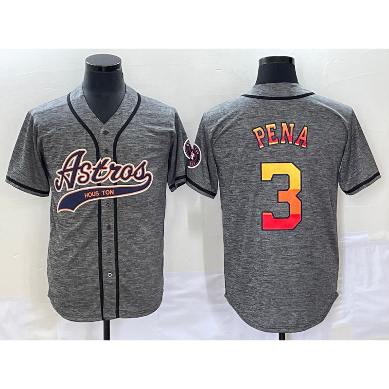 Houston Astros #3 Jeremy Pena Grey Thaam Gridiron Cool Base Stitched Jersey