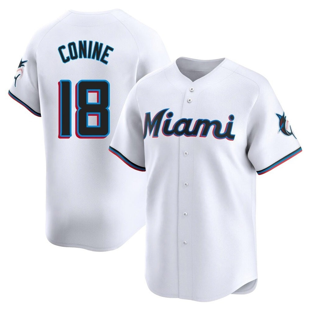 Miami Marlins #18 Griffin Conine Player White Tomch Home Limited Stitched Jerseys