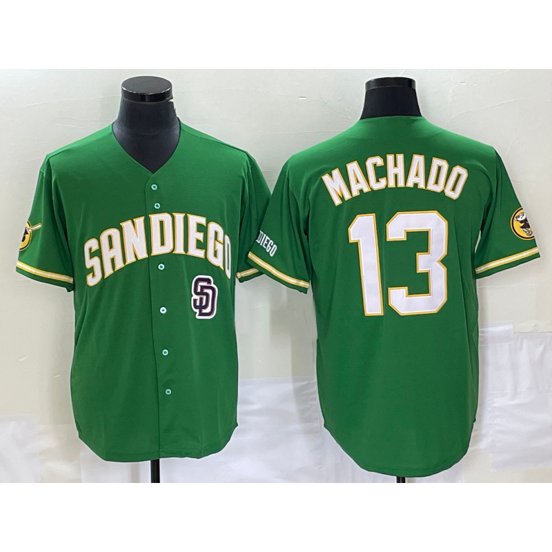 San Diego Padres #13 Manny Machado Green Tomch Cool Base Stitched Jersey