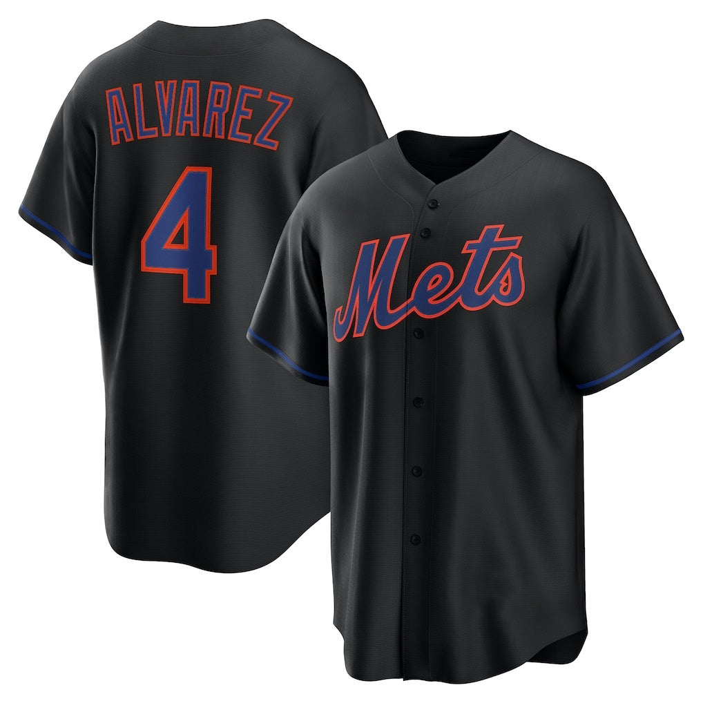 New York Mets #4 Francisco Alvarez Black Tomch Alternate Replica Jersey