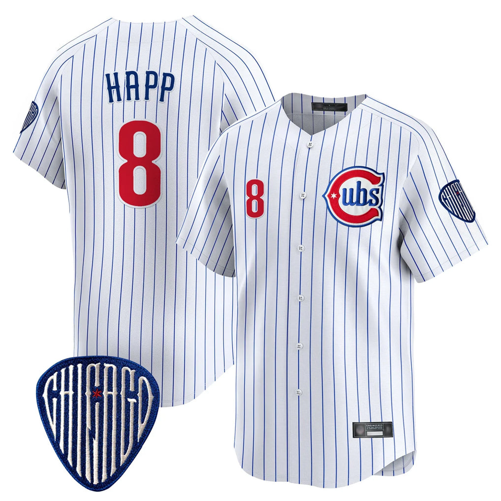 Chicago Cubs #8 Ian Happ Player White Tomch Pinstripe Vapor Premier Limited Home Stitched Jerseys