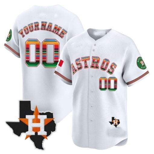 Custom Houston Astros Mexico Texas Patch Vapor Premier Limited Jersey ¨C White Tomch